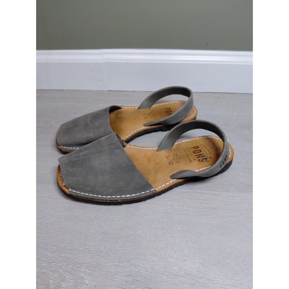 PONS Menorca Avarca Leather Sandals Women’s US 9 EU 39 Ankle Strap Gray Leather